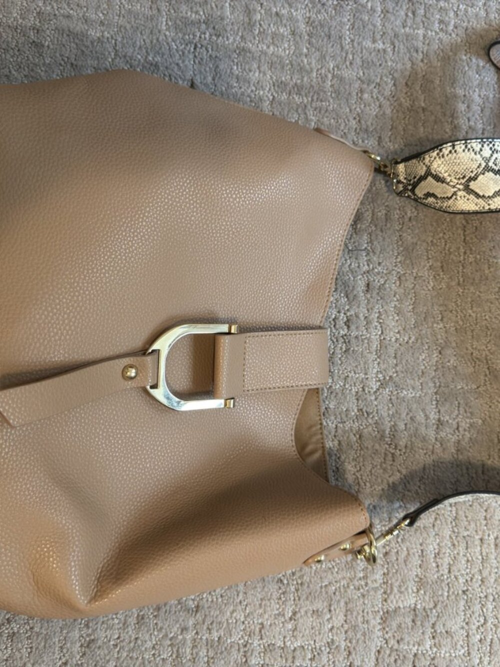 Gretchen Christine Tan Pebbled Leather Hobo Bag 2 Straps + Dust Bag